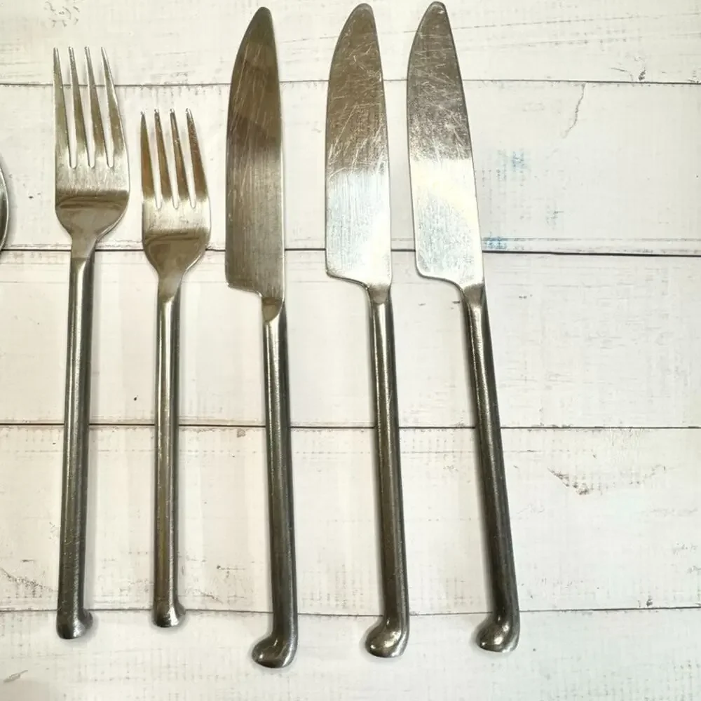 13 pc Set Flatware Modern Minimal Forged Stainless Steel 18/10 China Artisan